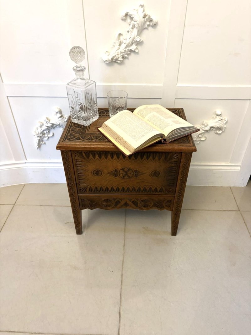 Antique Quality Hand-Carved Oak Marriage /Dowry Chest